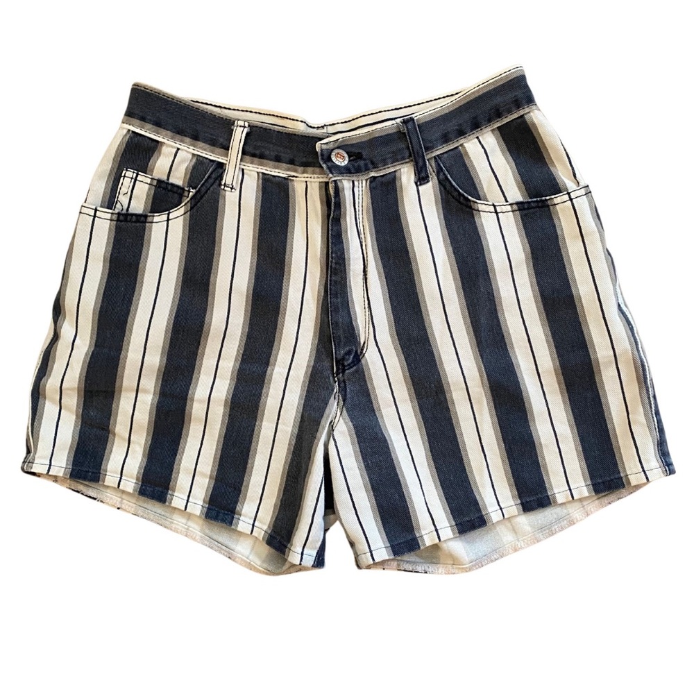 Vintage 90s Union Made Denim Striped Shorts: 100% Cotton, Canadian made!